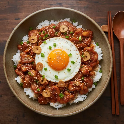 コチュジャン豚肩ロース丼