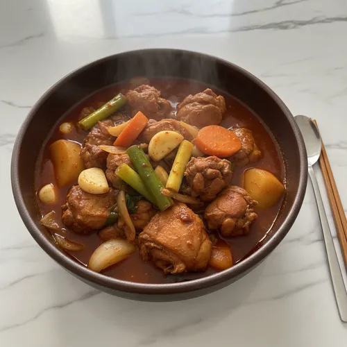 タッポックムタン(鶏肉の辛味煮込み)