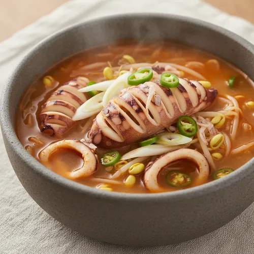 イカと大豆もやしのスープ