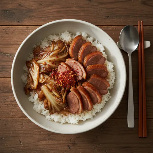 アヒル肉のっけご飯