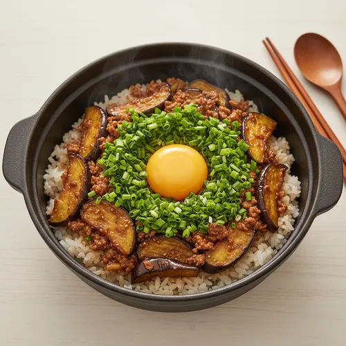 ナスの鉄鍋ご飯