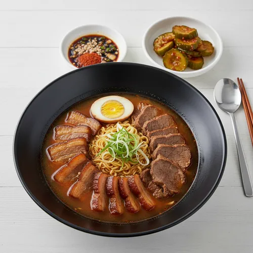ラーメンスープで茹でるプレミアム豚バラ肉＆牛カルビのスユク