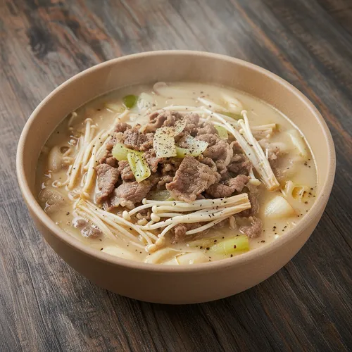 牛バラ薄切り肉のミルクスープご飯