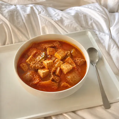 豚肉キムチチゲ（食べてみせて！風）
