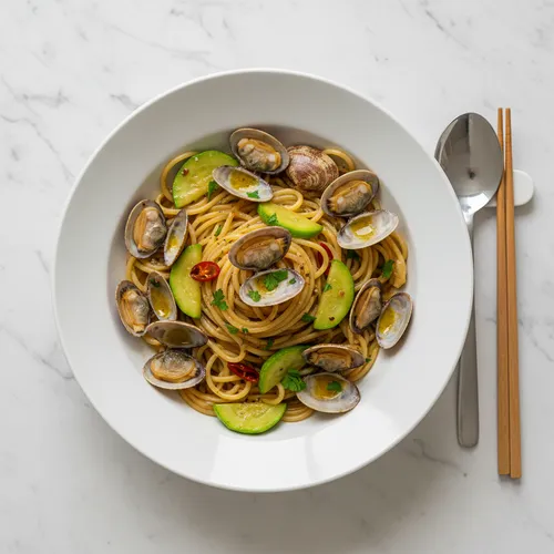 韓国かぼちゃのボンゴレパスタ