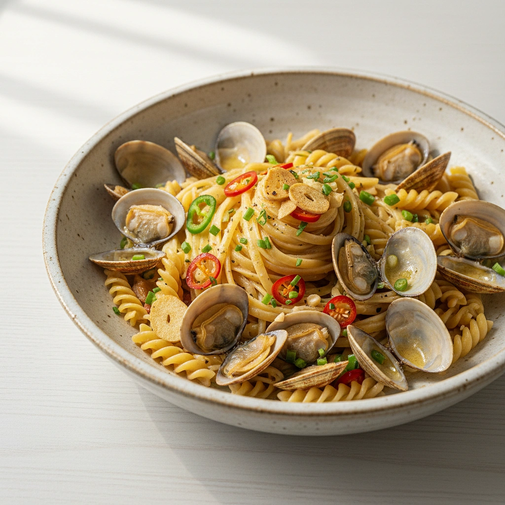 ビール蒸しあさりのパスタ