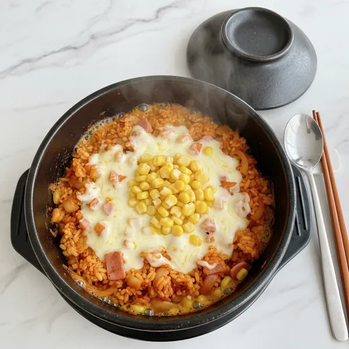 冷蔵庫の残り物で作るチーズ石焼ビビンバ