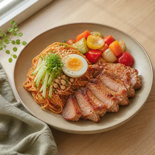크리스피 항정살 정식 (비빔 파스타 & 항정살 구이)