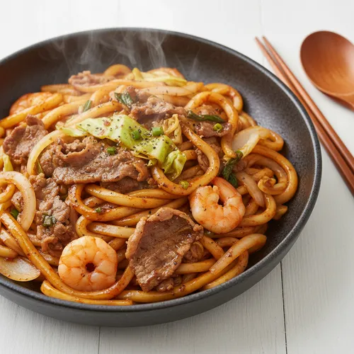 牛サムギョプ炒めうどん