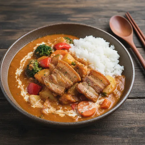豚バラ肉の油で作るカレー