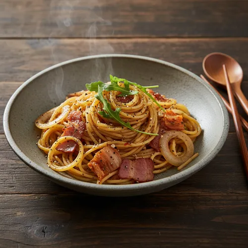 エゴマ油の熟成キムチパスタ