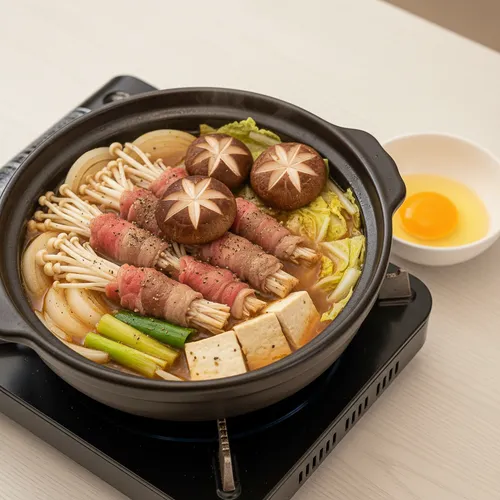 牛バラ薄切り肉のすき焼き