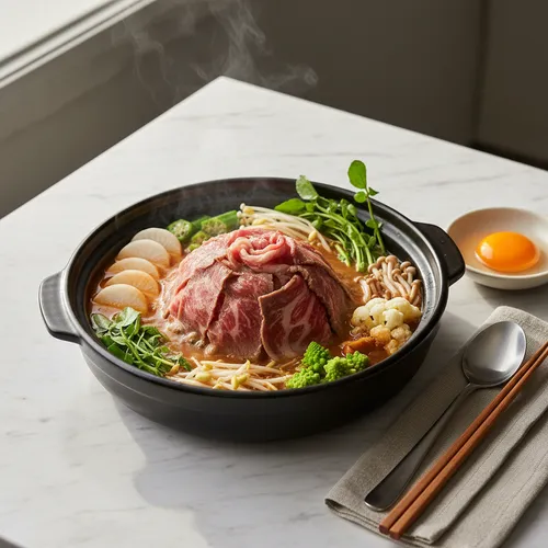 レストランクオリティの牛肉すき焼き