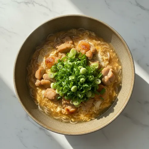 鶏肉と麦のあんかけそば