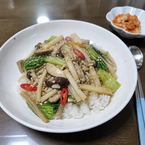 中華風たけのこときのこのあんかけご飯