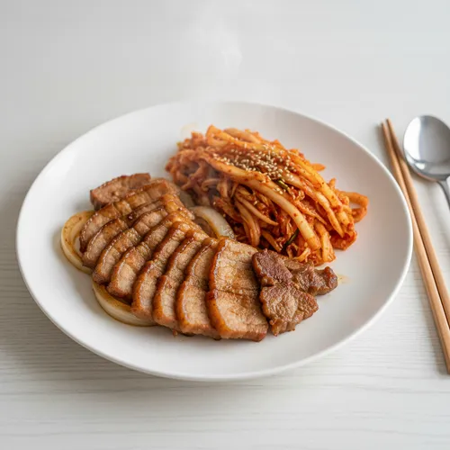 항정살 간장 조림과 묵은지 무침