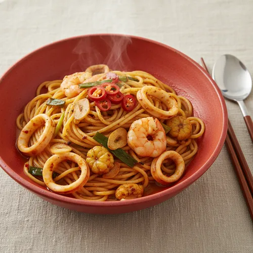 辛旨でさっぱりしたワンパン〆パスタ