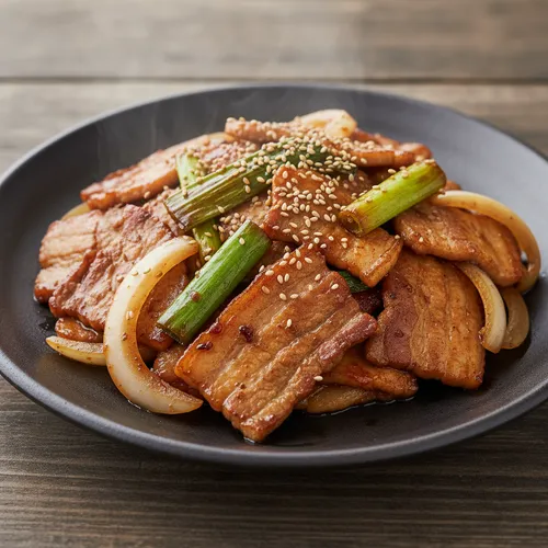 カルビ風豚バラ肉の醤油炒め