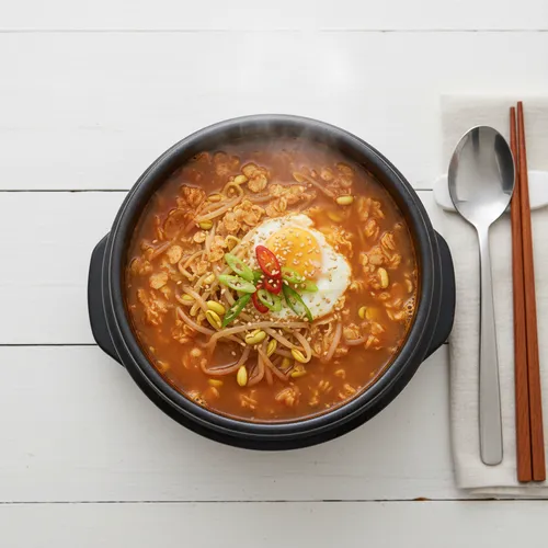 ピリ辛オートミール豆もやしクッパ