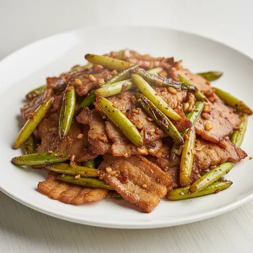 イヨンボク風 にんにくの芽と豚バラ肉の炒め物