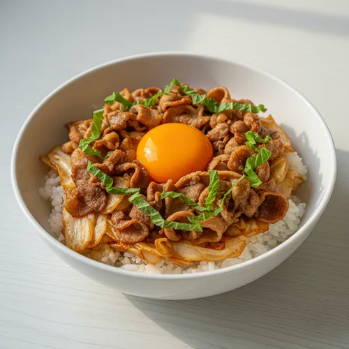薄切り豚バラ肉のっけ丼