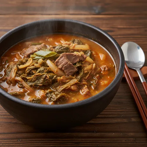 牛カルビの白菜外葉スープ