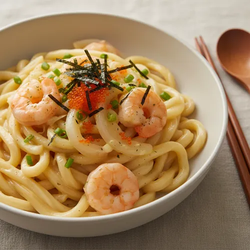プッキュボーイの超簡単クリームエビうどん