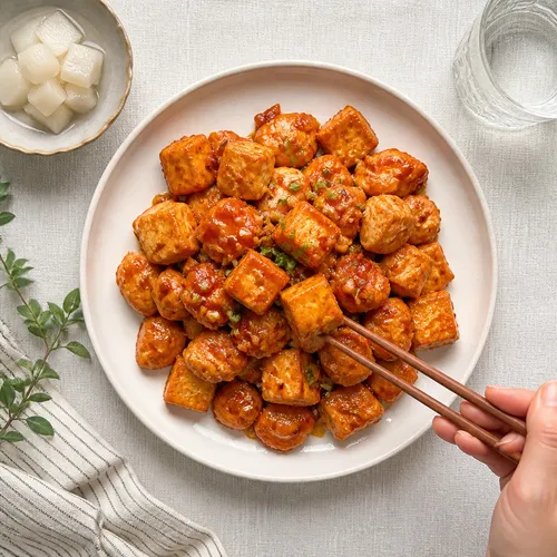 豆腐と鶏むね肉のヤンニョムチキン風