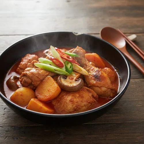 タッポックムタン（鶏肉の辛味煮込み）