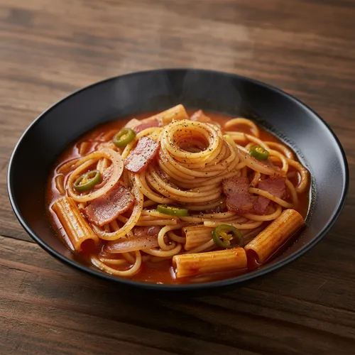 辛くてピリ辛なスープパスタ