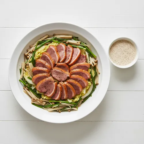 鴨の燻製と野菜の蒸し物