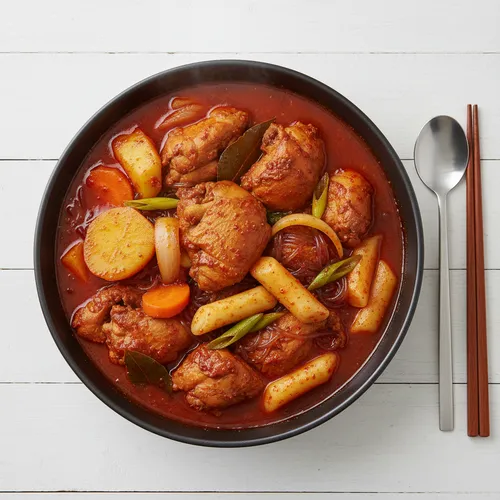ヨプタク（辛い鶏肉のトッポギ風煮込み）