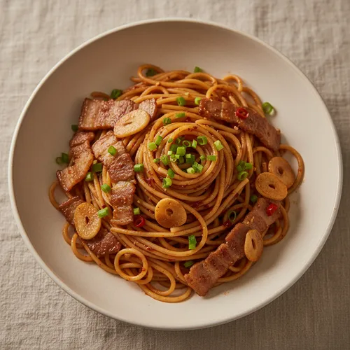 豚バラ薄切り肉のパスタ