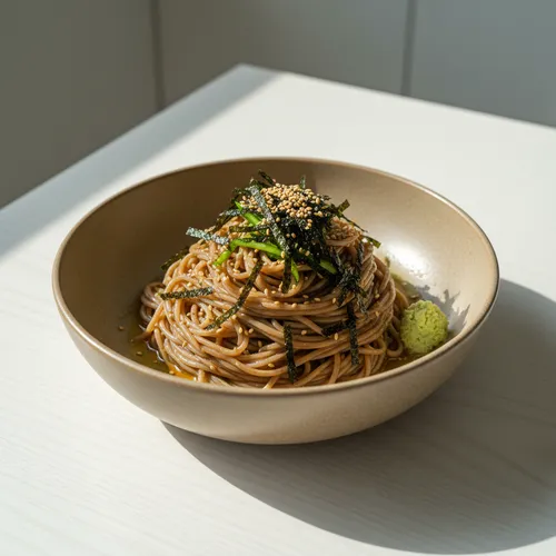 エゴマ油の冷製そば