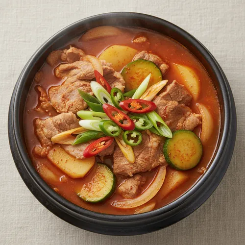 辛い豚肉チゲ