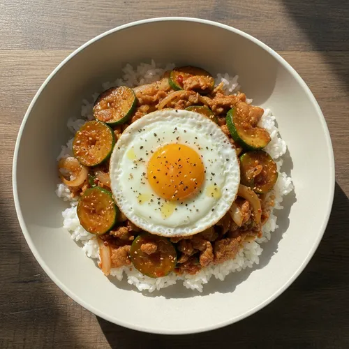 韓国かぼちゃと豚肉の丼