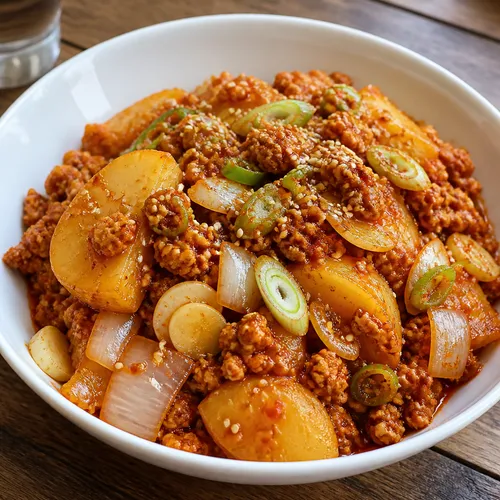 じゃがいもとスパムのどんぶり