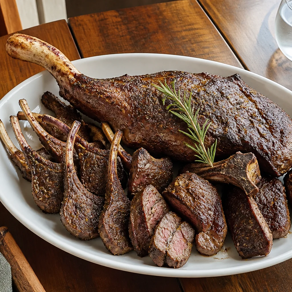 イ・ウォンイルシェフのキャンプ用ラムレッグバーベキューとラム肉盛り合わせグリル