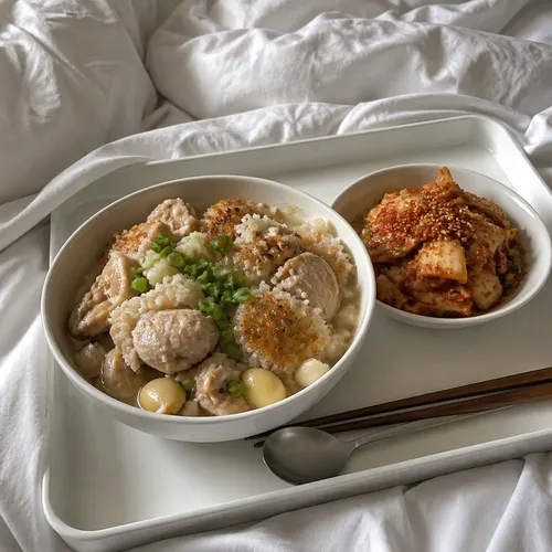 骨なしおこげの参鶏湯風と参鶏湯屋さんの即席キムチ