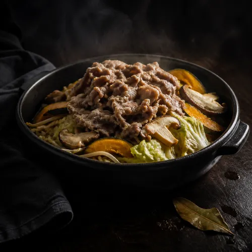 야채 고기찜과 매콤 비빔면