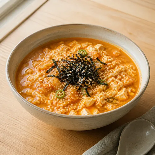 トゥブキムチチュク（豆腐キムチ粥）