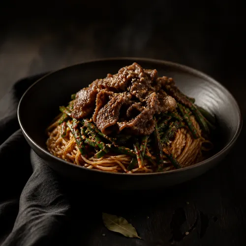 牛バラ薄切り肉のビビン冷麺
