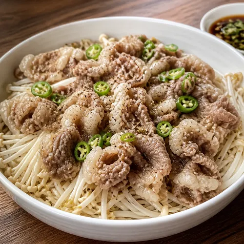 蒸し器なしで牛バラ薄切り肉の蒸し物