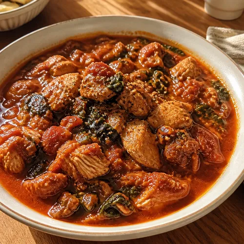 ワンパン 鶏むね肉と豚肉のトマトシチュー
