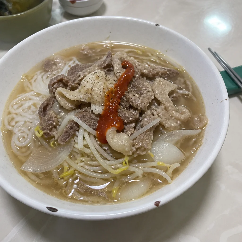 10分完成!牛バラ薄切り肉のライスヌードル