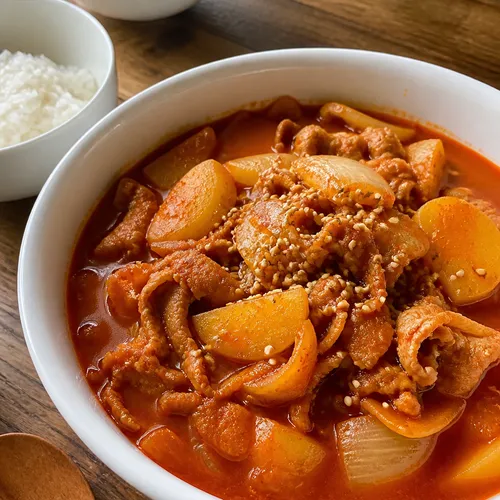 チェユッカムジャチャグルイ(豚肉とじゃがいもの辛煮)