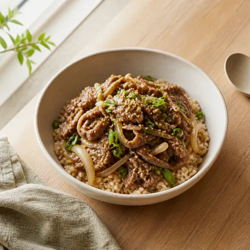 電子レンジで超簡単！牛バラ薄切り肉のプルコギ丼