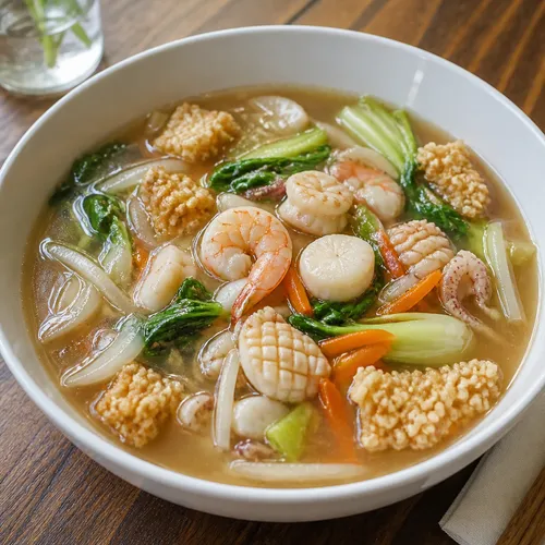 中華風コース料理 ミールプレップ 海鮮おこげスープ