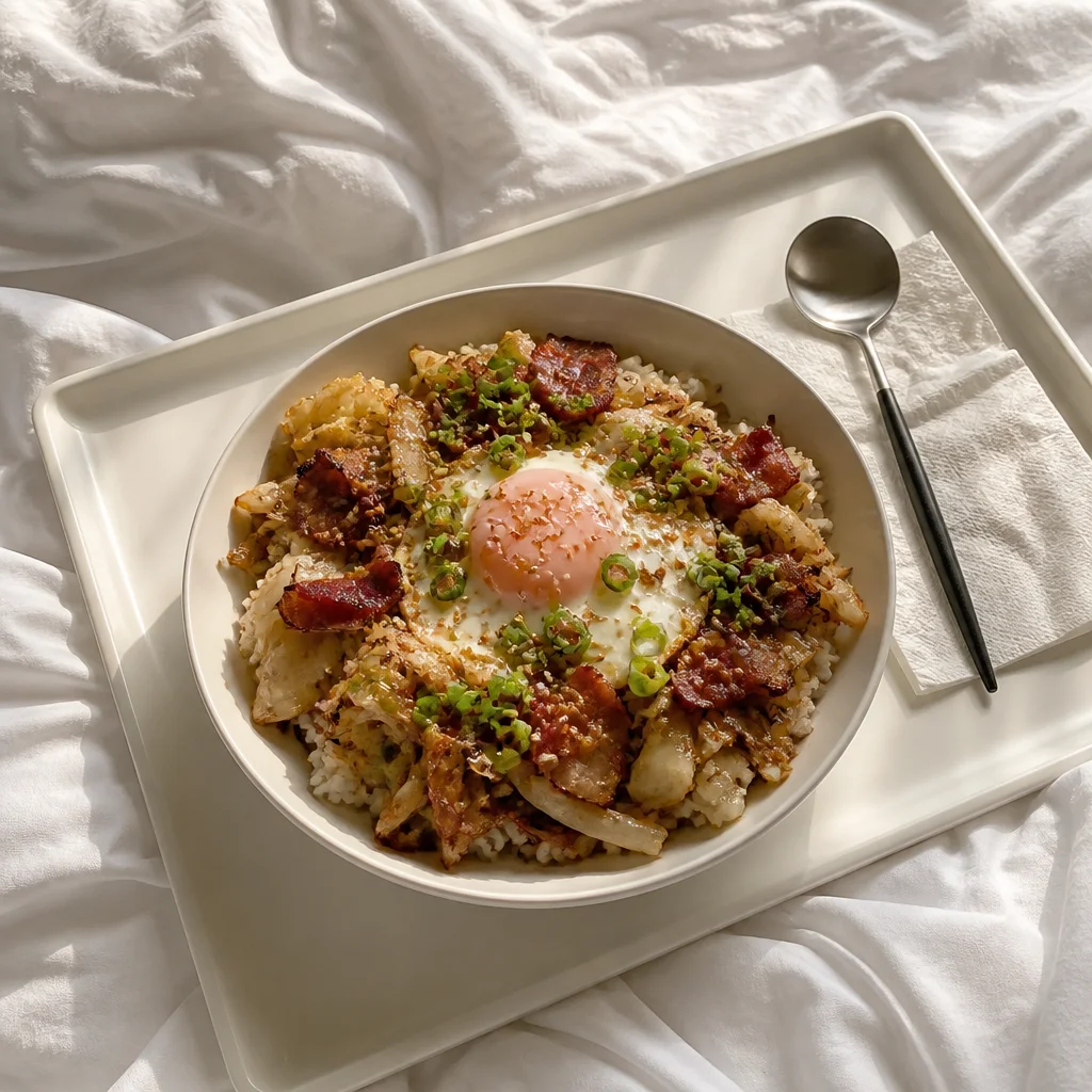 ソン・シギョンのキャベツとベーコンの丼