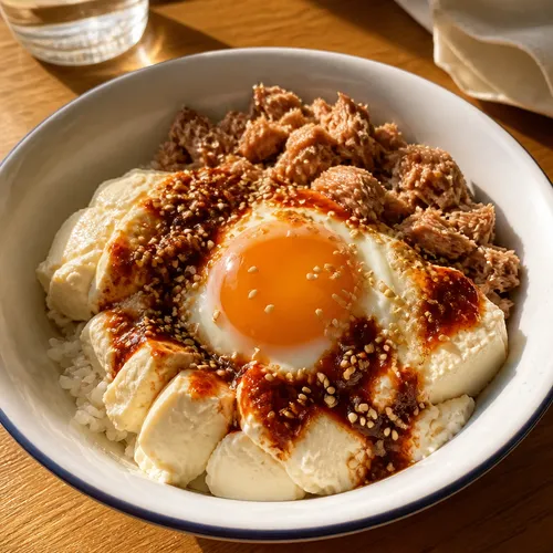 電子レンジおぼろ豆腐ツナ丼
